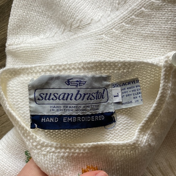 Vintage Susan Bristol Embroidered Knit Top. Size L - Picture 5 of 8